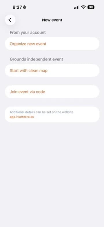 Drei Wege zum Start. Weitere Angaben lassen sich auf der Website der App ergänzen.